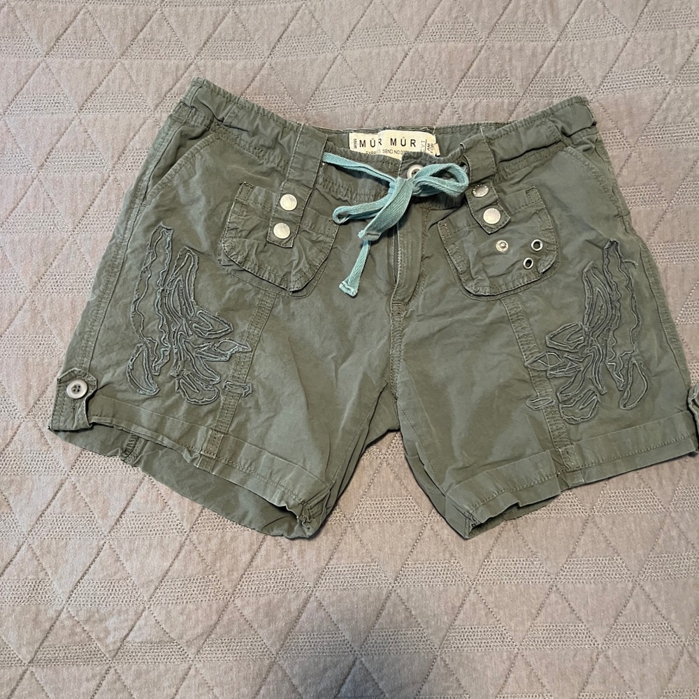 Mur Mur Cargo Shorts Womens L Green Pre-owned Embroidered Utility Gorpcore